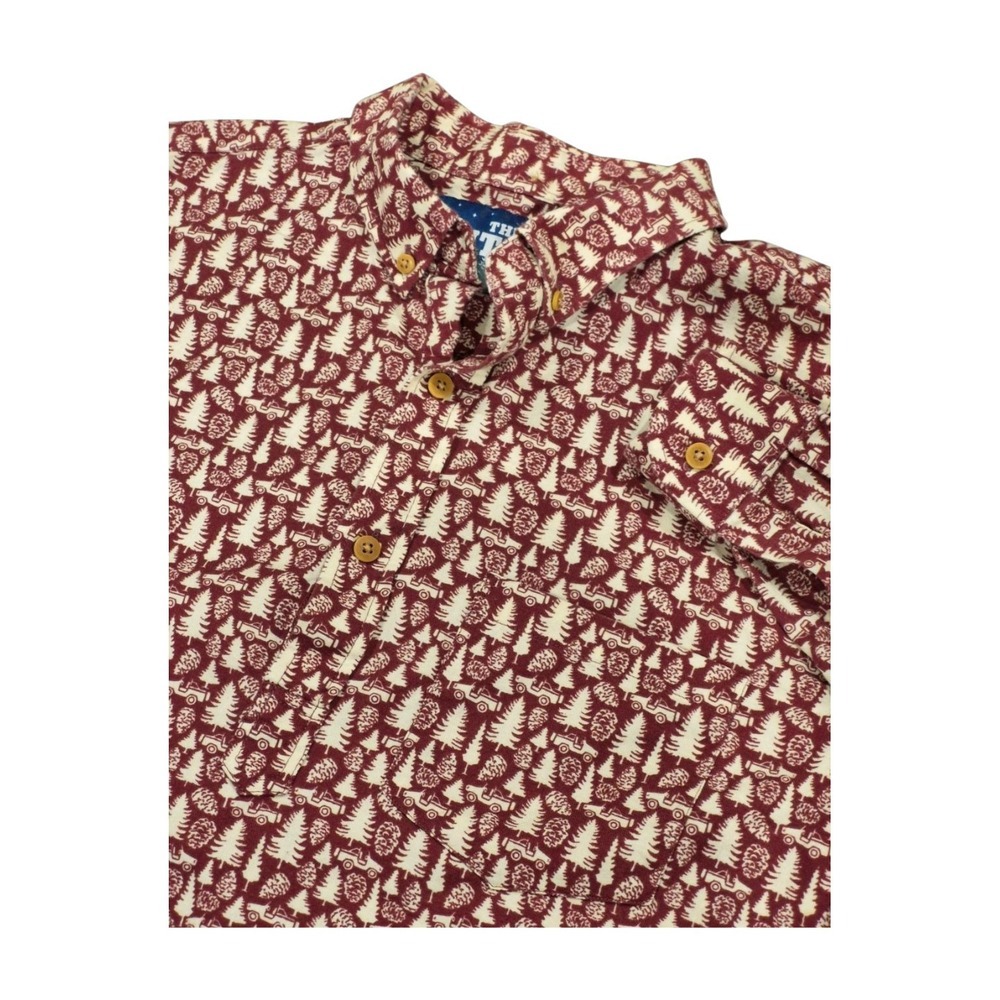 Chubbies The‎ Nutter Shirt Flannel Jeep Pine Tree Popover L/S Button Red Men's M